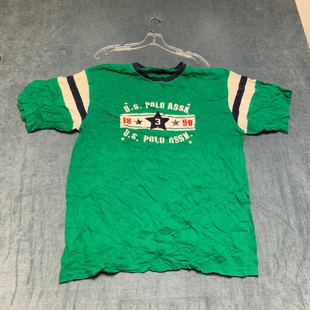 U.S. Polo Assn T-Shirt Mens L Green Graphic Short Sleeve Logo Casual Crew Neck